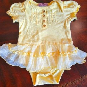 Baby Girls Juicy Couture Yellow Tutu Onesie Sz 0-3
